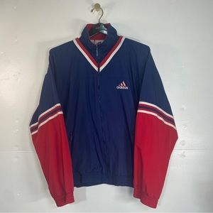 Vintage Adidas Logo Color Block Track Jacket Mens Large Zip Up Blue Red White